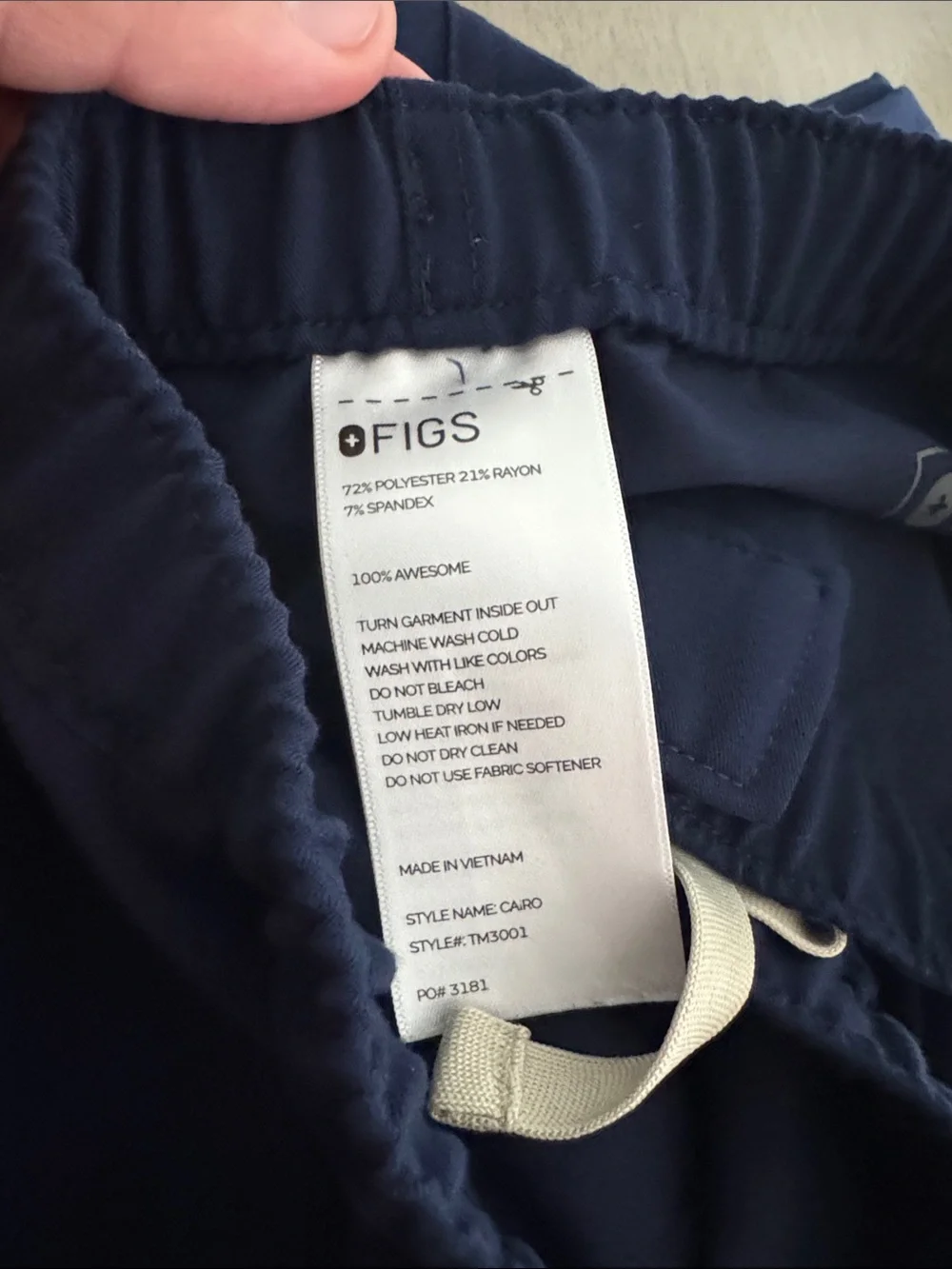 Figs Navy Drawstring Waist Straight-Leg Pants